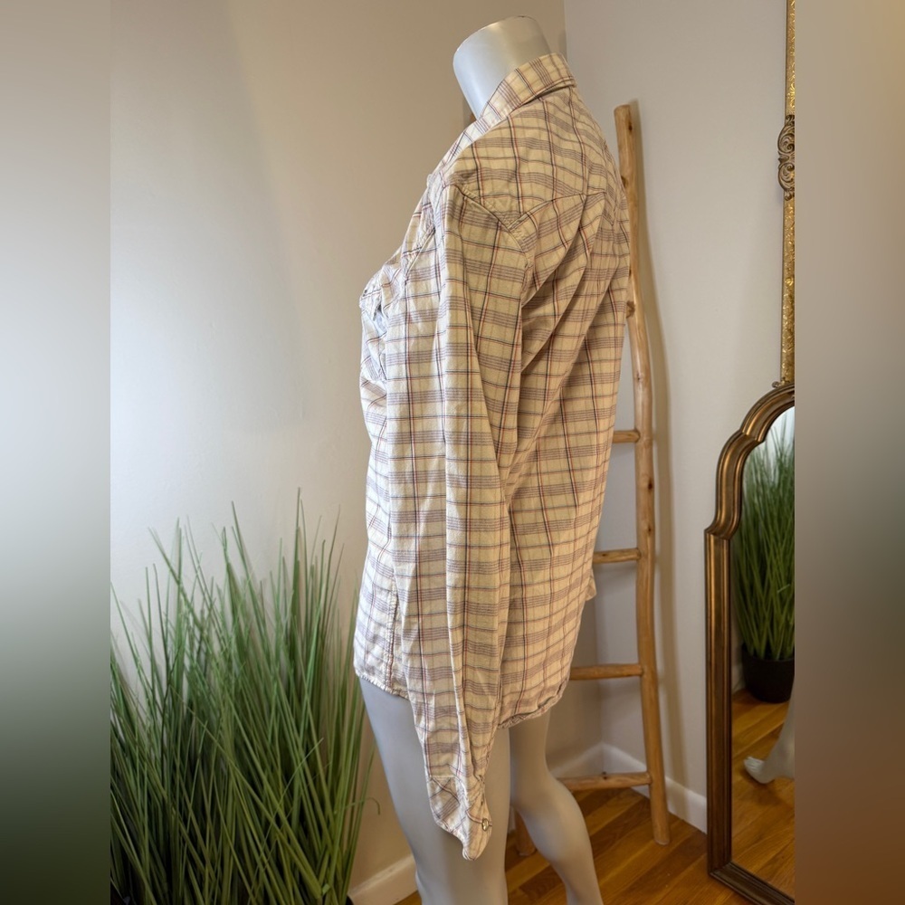 LEVIS PLAID WESTERN PEARL SNAP UP SHIRT SLIM FIT MEDIUM VINTAGE 1990's - Picture 4 of 9